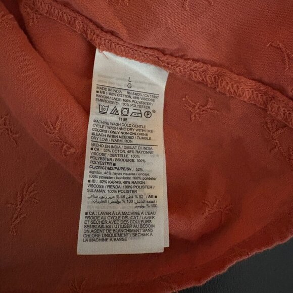 Old Navy Blouse Women Sz Large Embroidered Button-Down Puff Sleeves Peasant Top - Picture 8 of 13